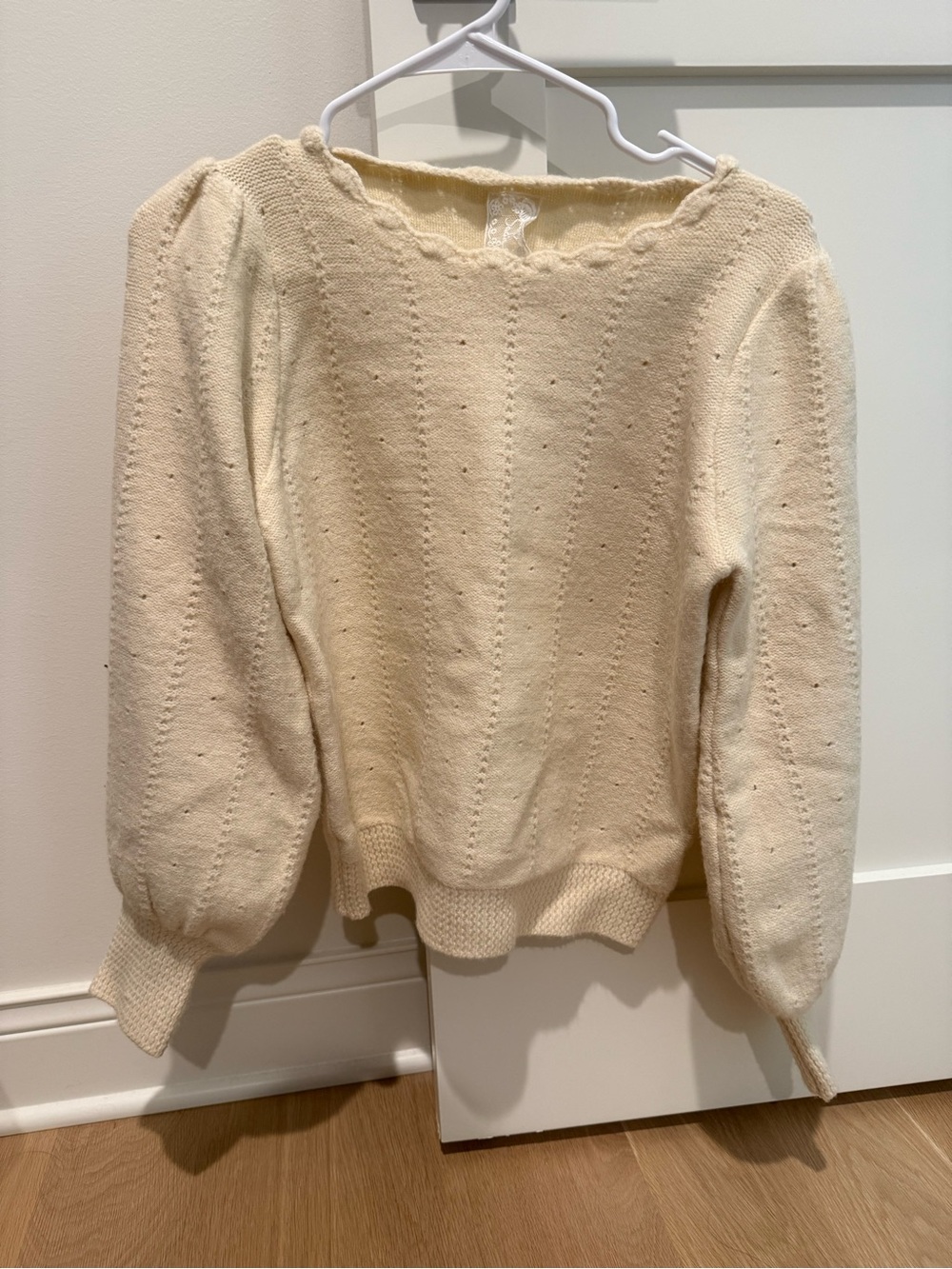 Sadie & Sage Cream Knit Puff-Sleeve Sweater